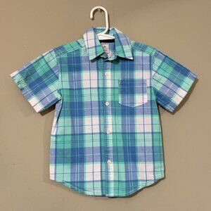 Carter's Boys Blue White Short Sleeve Button Down Shirt Size 4T